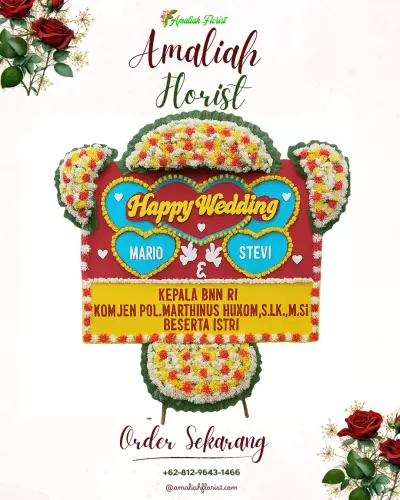 Karangan Papan Bunga Pernikahan di Tlekung